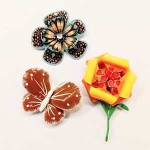 Vintage Lot Flowers Butterfly Pins